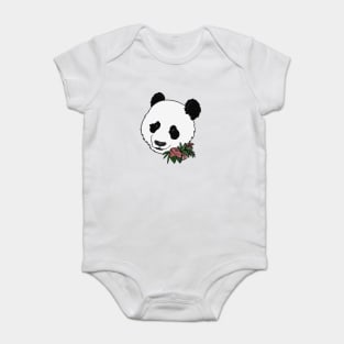 Cute Panda Bear Face Floral Baby Bodysuit